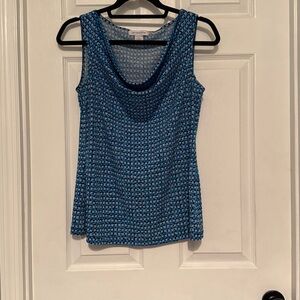 Liz Claiborne Blue and Gray Patterned Top